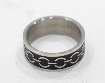 Ring Stainless Steel Etched Band Ring