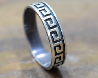 Ring Sterling Silver Thin Etched Band Ring