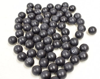 Beads 70 Vintage Black Plastic Round Beads Handmade Black Round Beads Necklaces Jewelry Earrings Bracelets Crafts Fun Unique 11