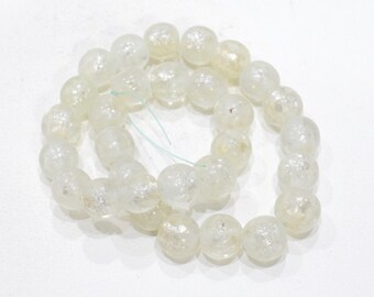 Beads White Crackle Round Beads 16mm