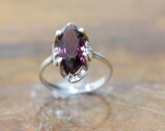 Ring Sterling Silver Amethyst Crystal Ring