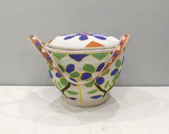 African Yoruba Tribe Beaded Basket Nigeria