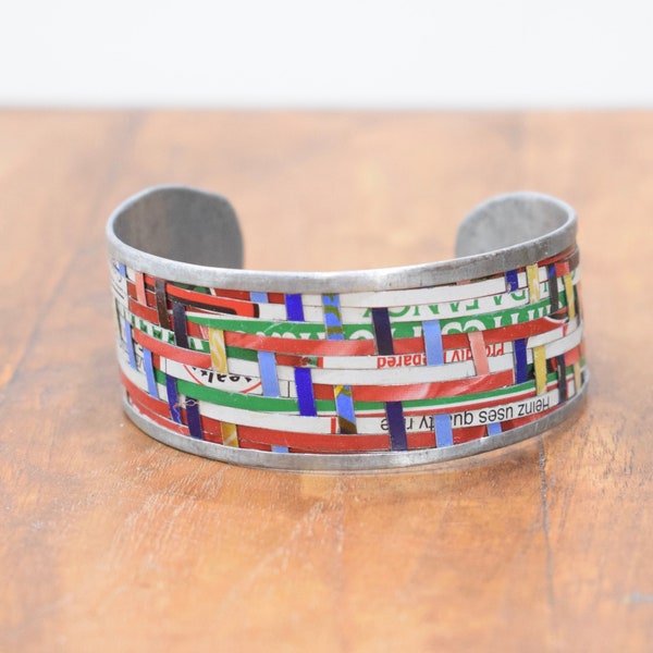 Bracelet Recycled Woven Tin Strip Medium Cuff Bracelet