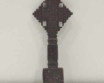 Ethiopian Wood Carved Coptic Cross Tuareg Tribe North Africa