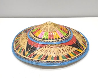 Oriental Tipsy Coolie Colorfully Painted Conical Hat