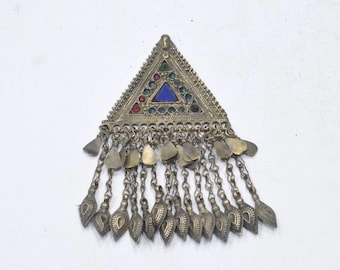 Middle Eastern Silver Kuchi Glass Pendant