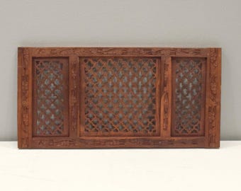 Indian Hand Carved Teak Wood Screen Panel Design