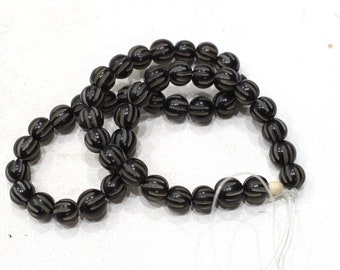 Beads India Black Grooved Buri Nut Beads 9mm