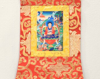 Tibetan Thangka Silk Print Painting Buddhist Deity 13"