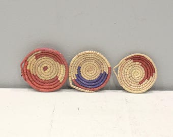 African Basket Botswana Natural Food Basket Set of 3