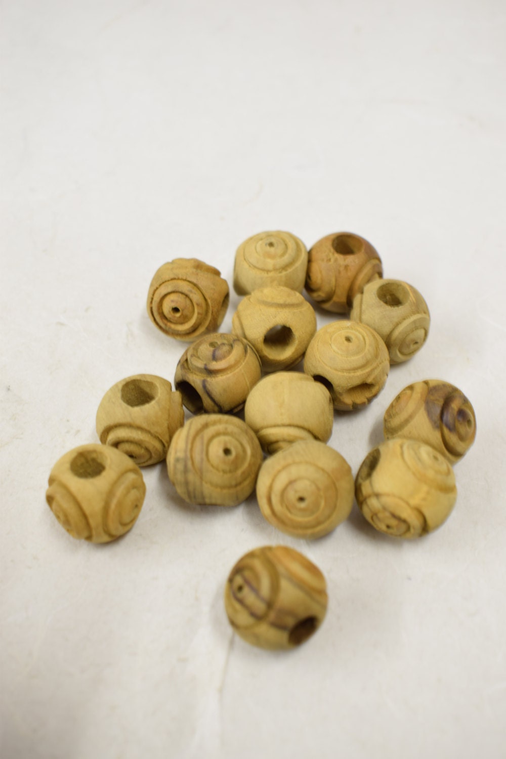 Beads 15 Olive Wood Carved Natural Healing Wood Handmade Middle East