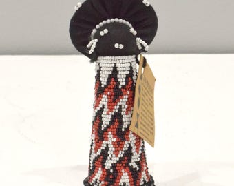African Doll Zulu Cloth Beaded Girls Matron Doll South African