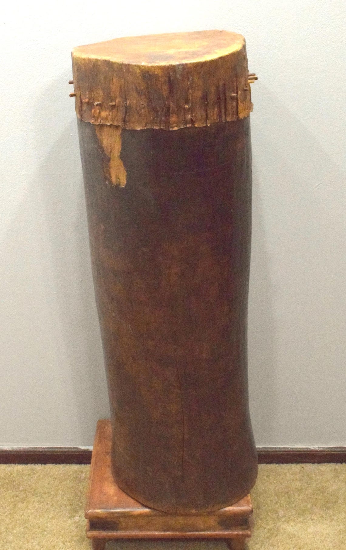 African Drum Botswana Tribal Decoration 17.5" Head, foto 3 di 5