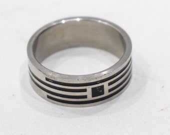 Ring Stainless Steel Etched Band Ring