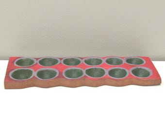 African Mancala Carved Wood Colorful Game board