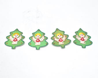 Silk Embroidered Angel Christmas Ornaments Set of 4