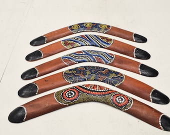 Boomerang Bali Indonesia Wood Wall Decor Tribal Painted Boomerang