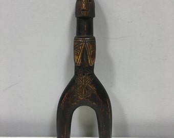 African Slingshot Carved Wood Female Burkina Faso