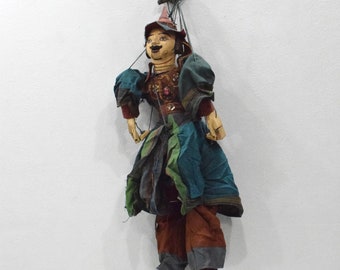 Puppet Marionette Wood Doll Burmese Folk Art Puppet