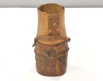 African Turkana Wood Meat Jar Kenya