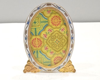 Picture Frame Cloisonné' Floral Brass Chinese Enamel Decor Frame