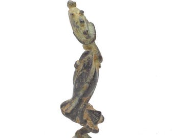 African Ashanti Bronze Twisted Man Statue Weight Ghana