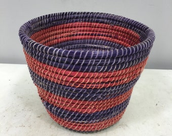 African Basket Lesotho Tribe Mulit Colored Woven Basket South Africa