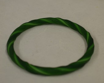 Bracelet Green Hand Blown Glass Ribbon Design Bangle Bracelet