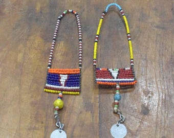 African Old Masai Beaded Earrings Kenya