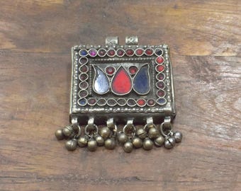 Middle Eastern Silver Kuchi Glass Pendant