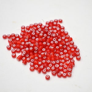 Beads African Red White Heart Glass Round Beads 5mm