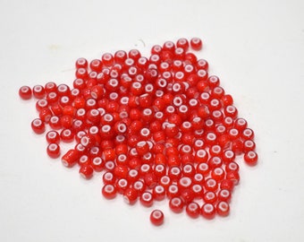 Beads African Red White Heart Glass Round Beads 5mm