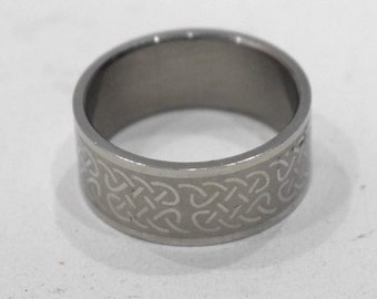 Ring Stainless Steel Etched Band Ring