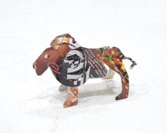 African Folk Art Toy Lion Recycled Tin Can Lion Tanzania