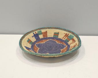 African Basket Botswana Natural Colors South Africa Woven Palm Food Basket