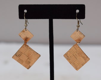 Earrings Plated Copper Textured Triangle Dangle Earrings 55mm