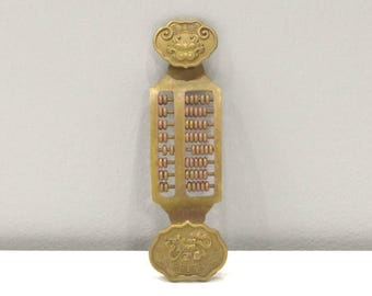 Chinese Ruyi Scepter Abacus Math Calculation Brass Frame