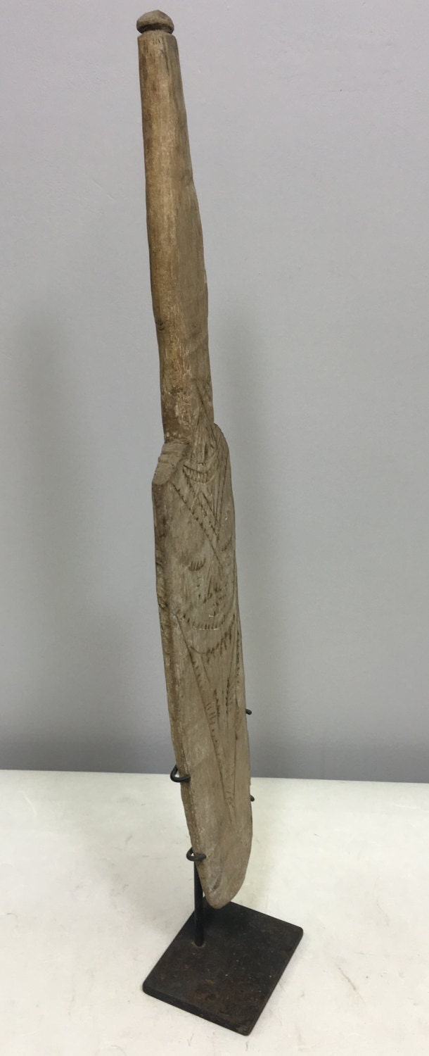 Papua new Guinea Ladle Siassi Island Stirring Incised Wood Ceremonial