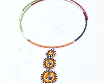 African Masai Beaded Stretch Chocker Necklace Kenya