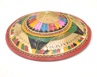 Oriental Tipsy Coolie Colorfully Painted Conical Hat