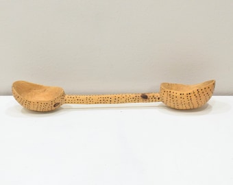 African Double Ladle TurkanaTribe Wood Etched Kenya