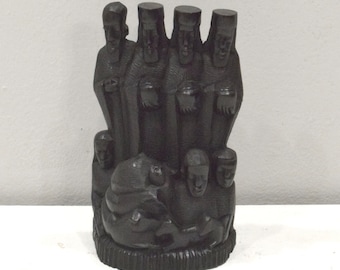 African Ebony Wood Christmas Nativity Sculpture Tanzania