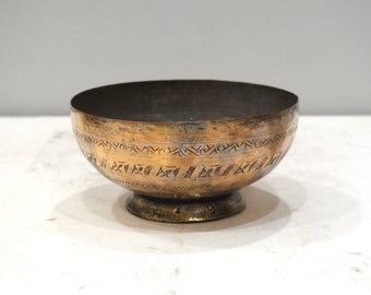 Middle Eastern Brass Etched Desgin Brass Bowl