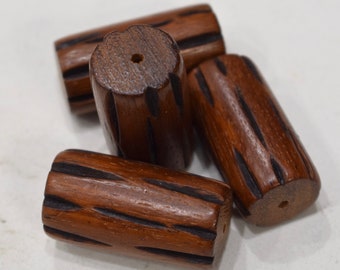 Beads Philippine Grooved Wood Barrel Beads 40mm
