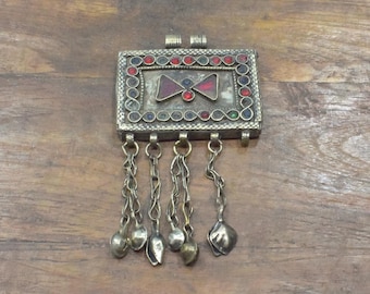 Middle Eastern Silver Kuchi Glass Pendant