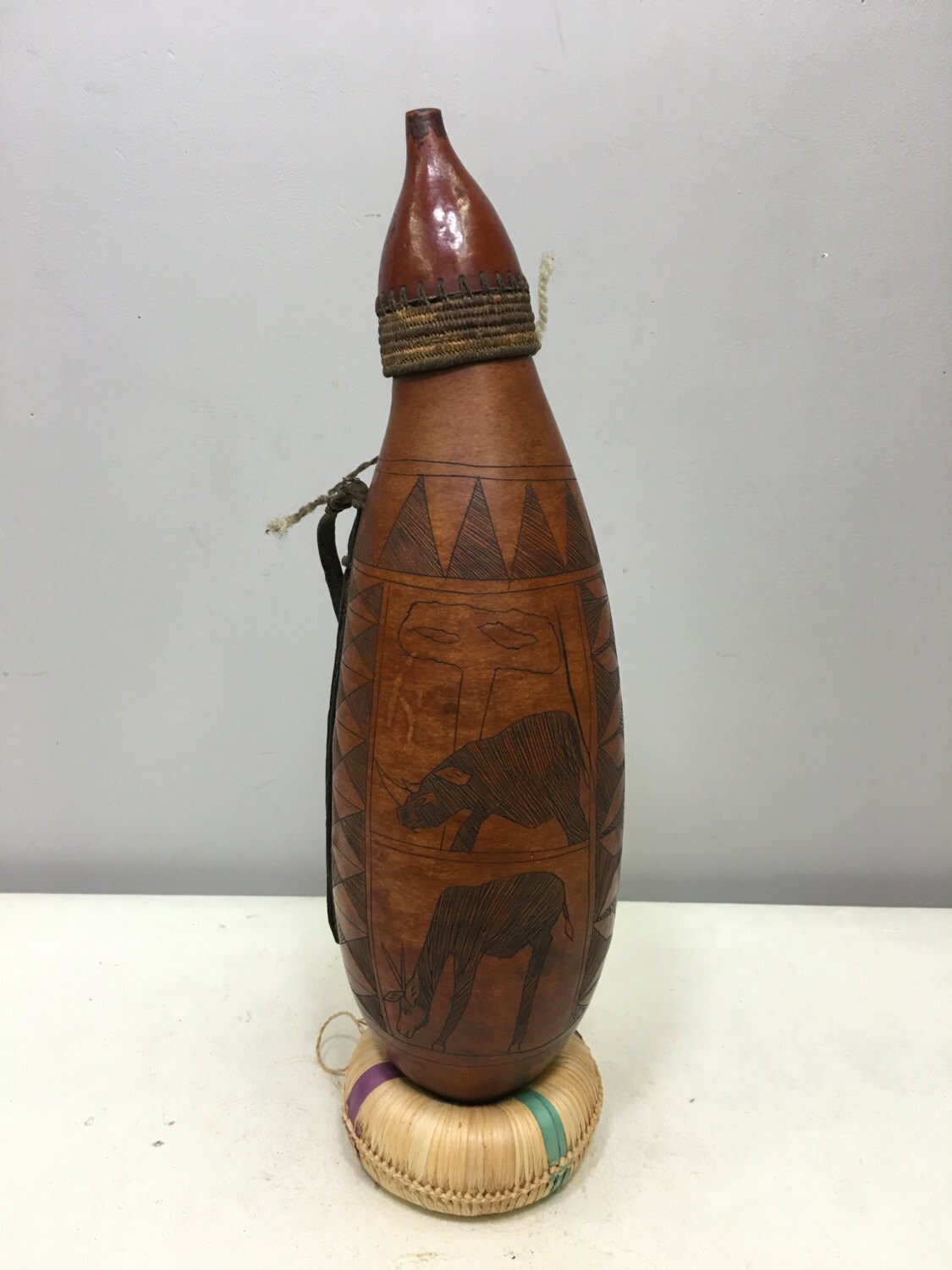 African Gourd Milk Pokot Drinking Etched Gourd Tribe Kenya Handmade