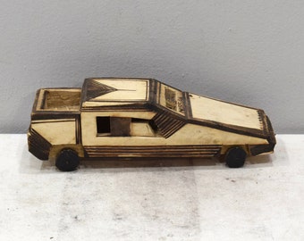 African Sculpture Handmade Car Truck Burnished Wood Tanzania