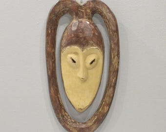 African Kwele Plank Mask Gabon Initiation Mask