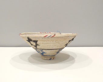 African Venda Basket Natural Woven Palm South African