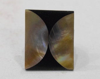 Ring Black Horn Inlaid Mother of Pearl Ring Indonesia